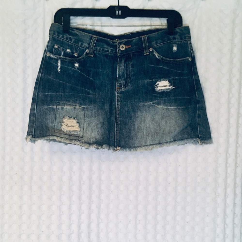 Distressed Blue Jean Skirt